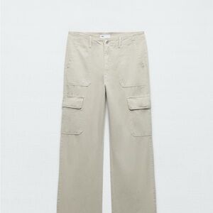 Zara Tan Cargo Pants Relaxed Fit